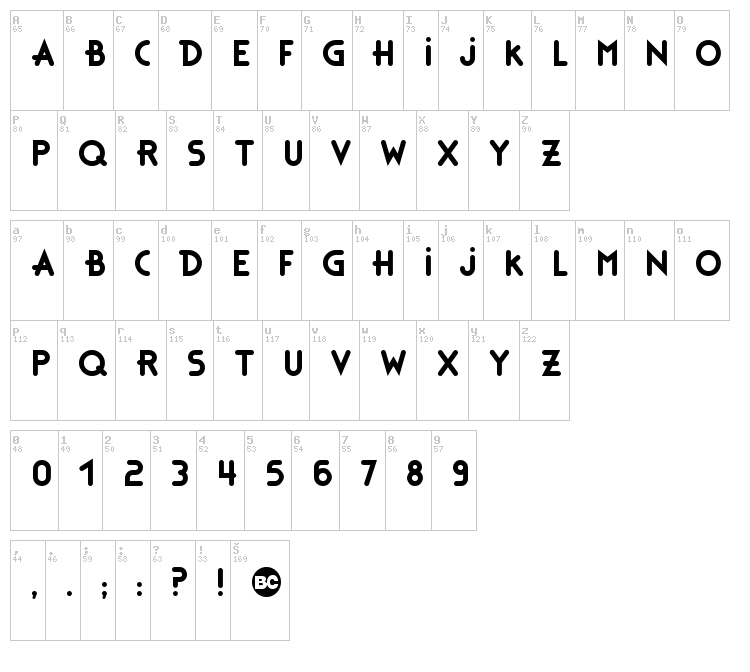 Bonus font map